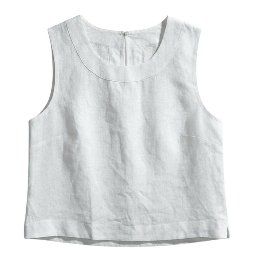 American Giant Linen Tank Top Womens XS White Sleeveless Casual USA Boxy NEW